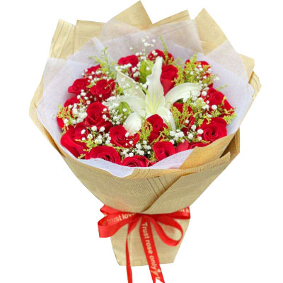 随州19朵红玫瑰1支百合，永恒之美