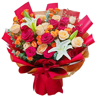 随州19朵玫瑰百合，爱情永不凋零