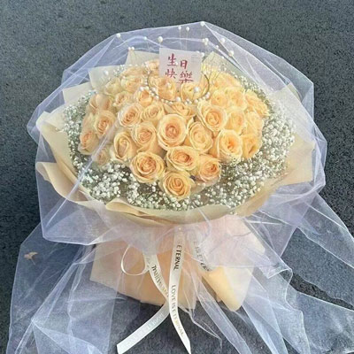 随州52朵香槟玫瑰满天星，你就是我的全部