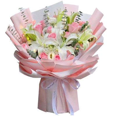 随州16朵粉玫瑰百合，感情稳定坚固