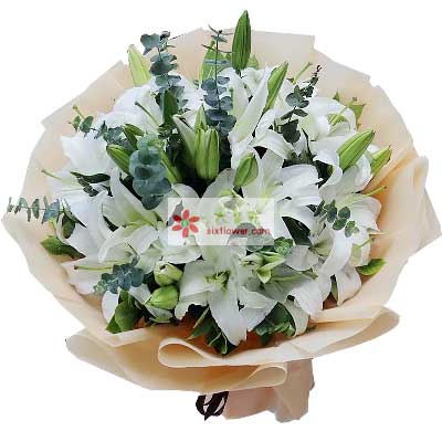 随州9支白色多头百合，祝福你幸福